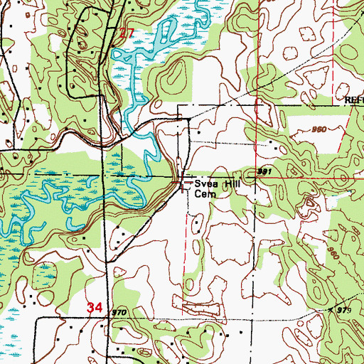 Topographic Map of Svea Hill Cemetery, MN