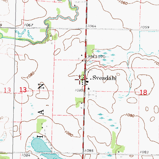 Topographic Map of Sveadahl, MN