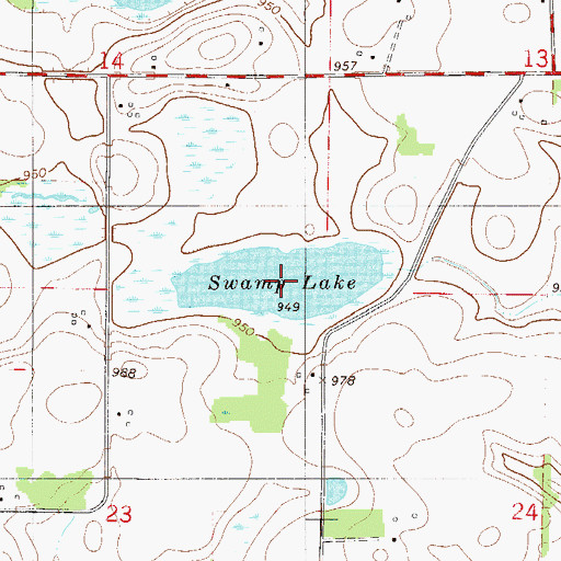 Topographic Map of Swamp Lake, MN
