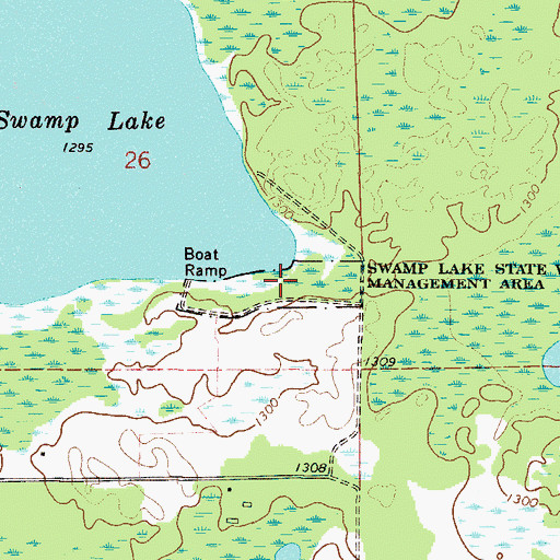 Topographic Map of Swamp Lake State Wildlife Management Area, MN
