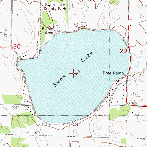 Topographic Map of Swan Lake, MN