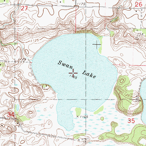 Topographic Map of Swan Lake, MN