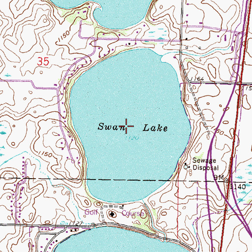 Topographic Map of Swan Lake, MN