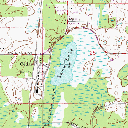 Topographic Map of Swan Lake, MN