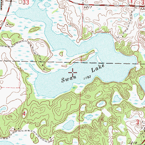 Topographic Map of Swan Lake, MN