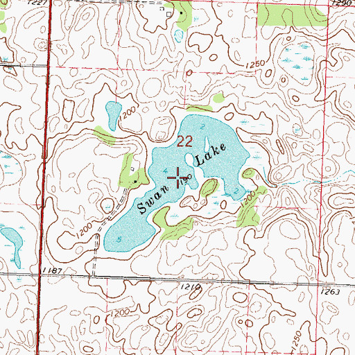 Topographic Map of Swan Lake, MN