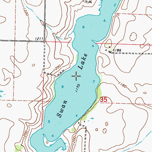 Topographic Map of Swan Lake, MN