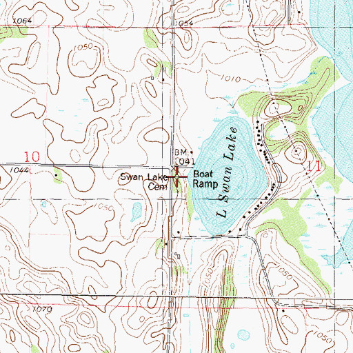 Topographic Map of Little Swan Lake Cemetery, MN