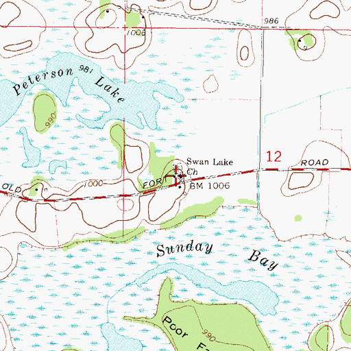Topographic Map of Swan Lake Church, MN