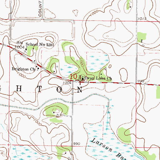 Topographic Map of Swan Lake Church, MN