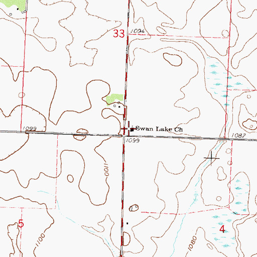 Topographic Map of Swan Lake Church, MN