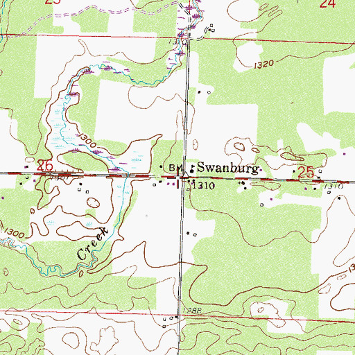 Topographic Map of Swanburg, MN