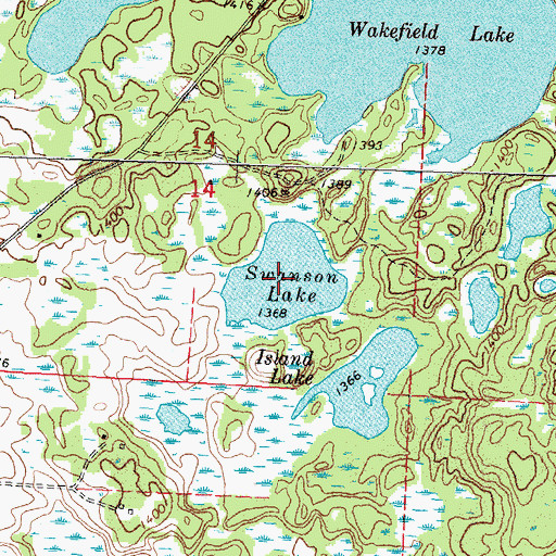 Topographic Map of Swanson Lake, MN