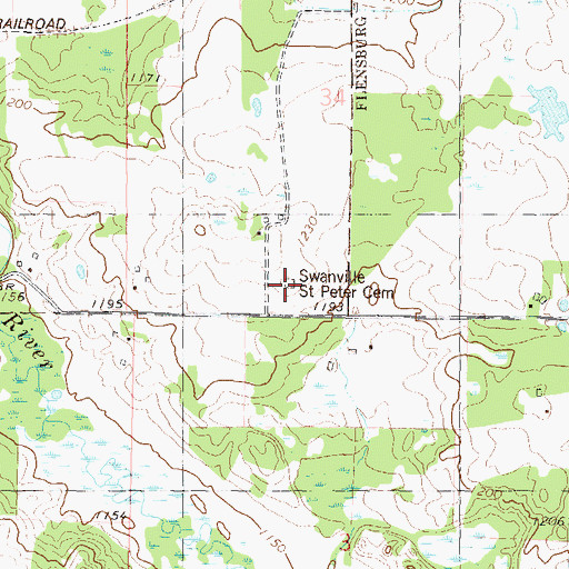 Topographic Map of Saint John's Lutheran Church, MN
