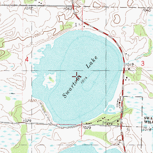 Topographic Map of Swartout Lake, MN