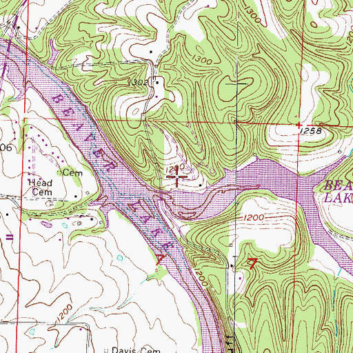 Topographic Map of Blue Springs Use Area, AR