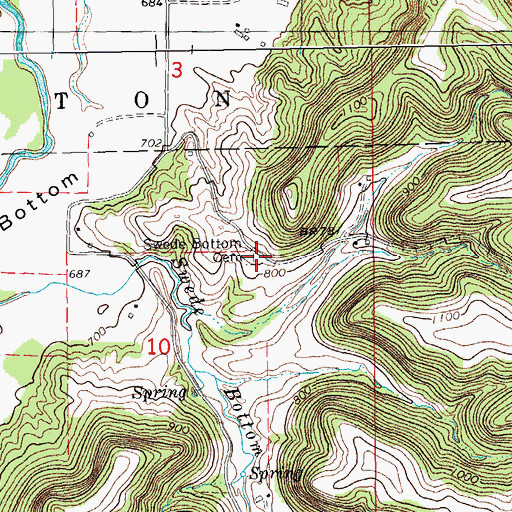 Topographic Map of Swede Bottom Cemetery, MN