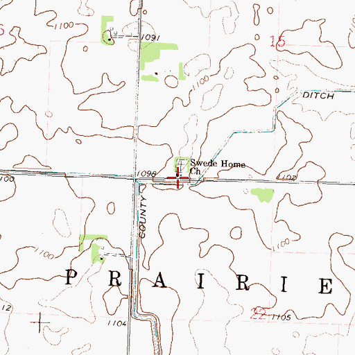 Topographic Map of Swede Home Church, MN
