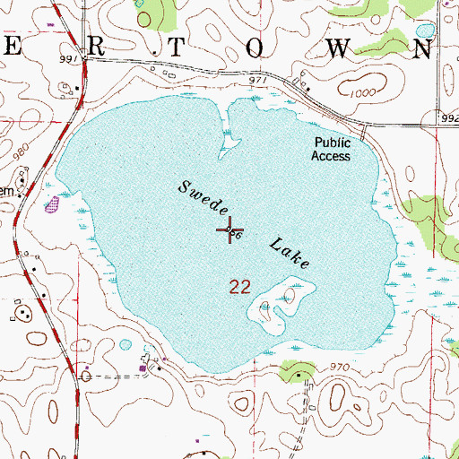 Topographic Map of Swede Lake, MN