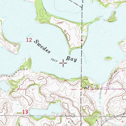 Topographic Map of Swedes Bay, MN