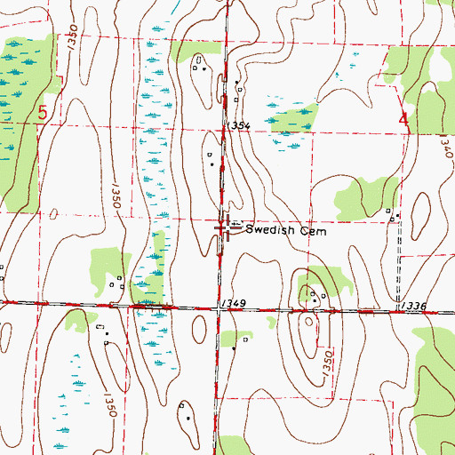 Topographic Map of Swedish Cemetery, MN