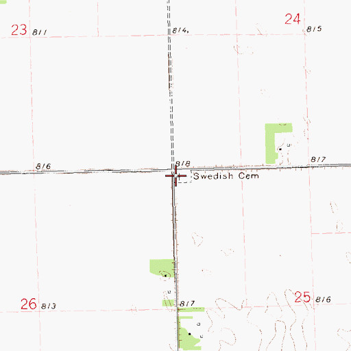 Topographic Map of Swedish Cemetery, MN