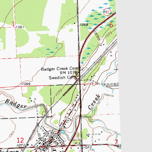Topographic Map of Swedish Cemetery, MN