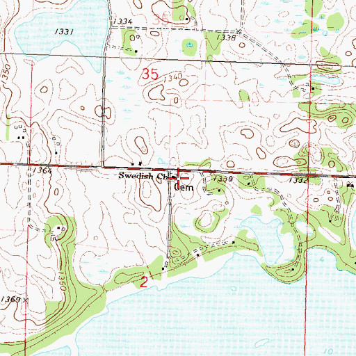 Topographic Map of Swedish Church, MN