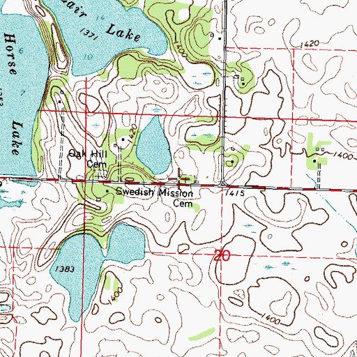 Topographic Map of Swedish Mission Cemetery, MN