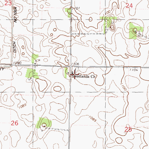 Topographic Map of Swedlanda Church, MN