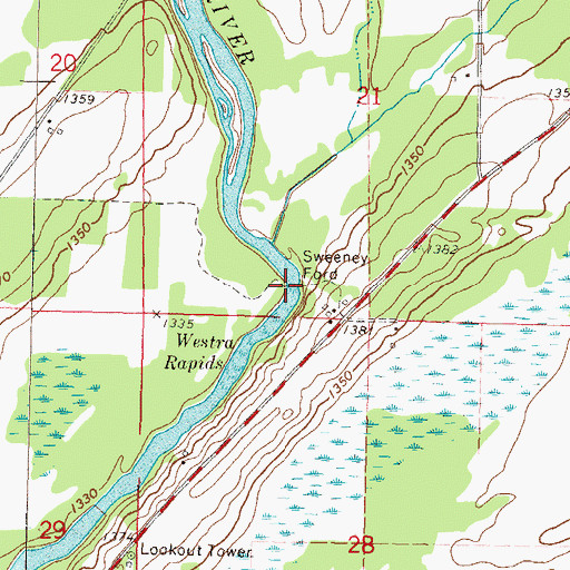 Topographic Map of Sweeney Ford, MN
