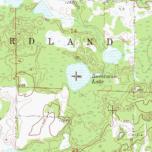 Topographic Map of Sweetman Lake, MN