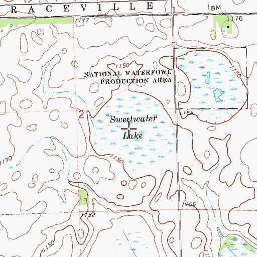 Topographic Map of Sweetwater Lake, MN