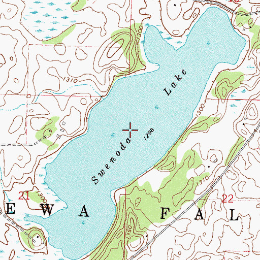 Topographic Map of Swenoda Lake, MN