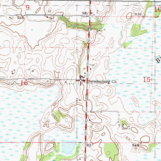 Topographic Map of Swedesburg Church, MN