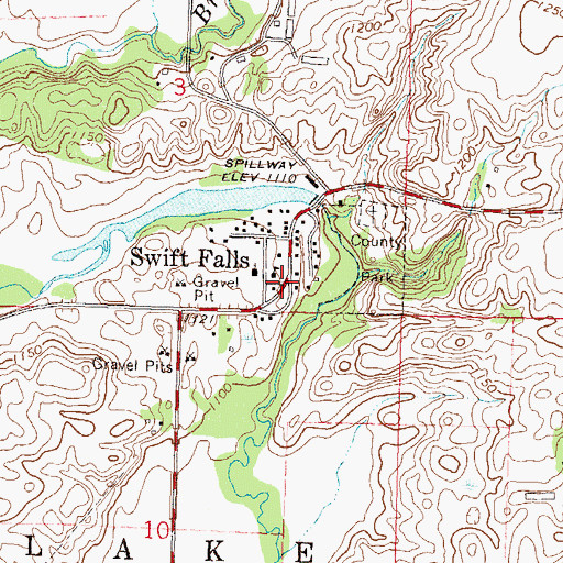 Topographic Map of Swift Falls, MN