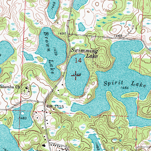 Topographic Map of Swimming Lake, MN