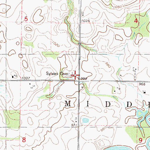Topographic Map of Sylvan Church, MN