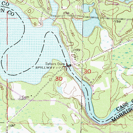 Topographic Map of Sylvan Dam, MN