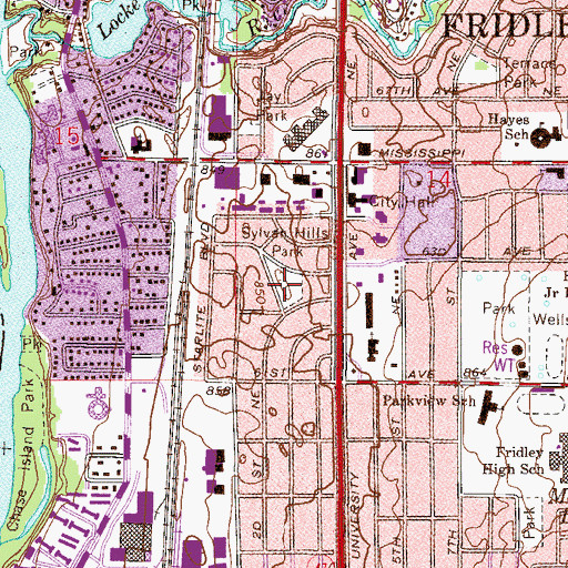 Topographic Map of Sylvan Hills Park, MN