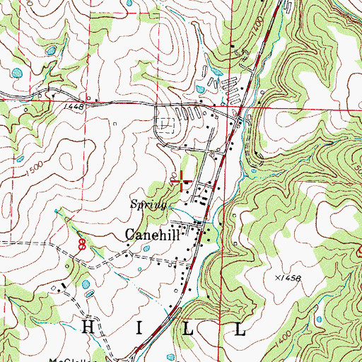 Topographic Map of Cane Hill College (historical), AR