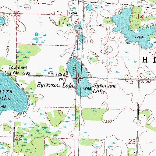 Topographic Map of Syverson Lake, MN