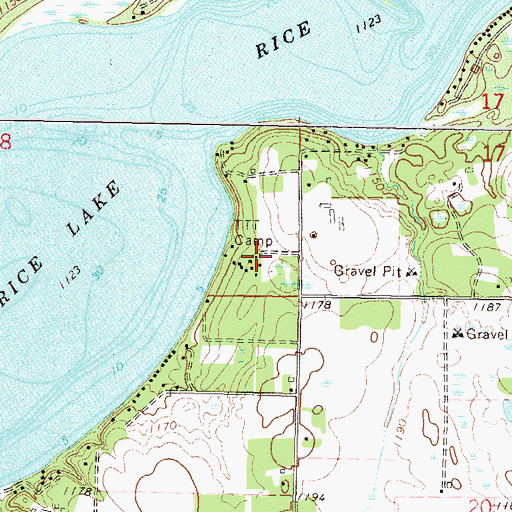Topographic Map of TTT Camp, MN