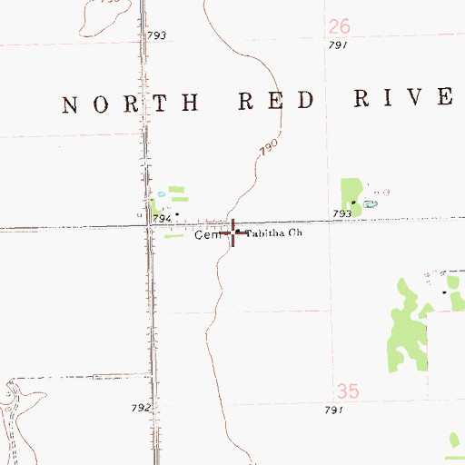 Topographic Map of Tabitha Church, MN