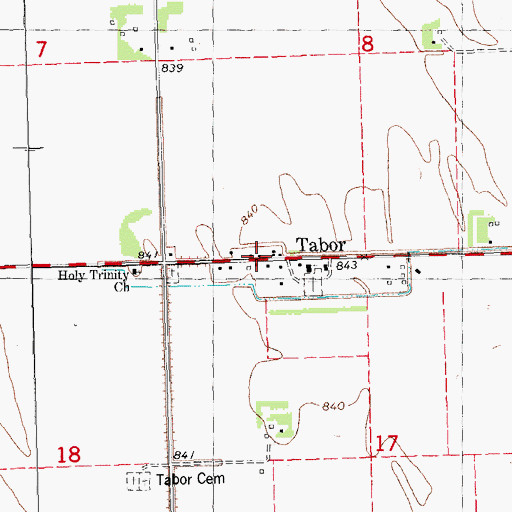 Topographic Map of Tabor, MN