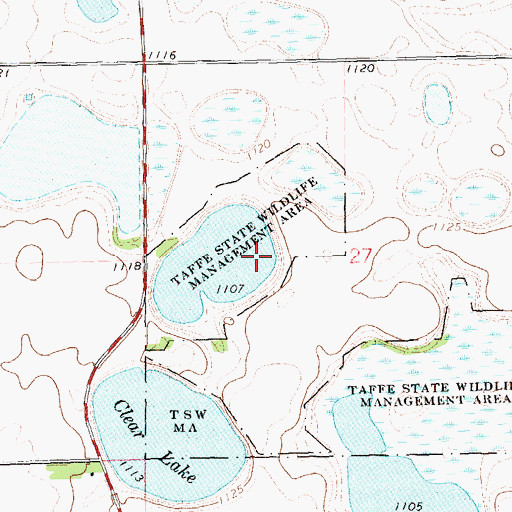 Topographic Map of Taffe State Wildlife Management Area, MN