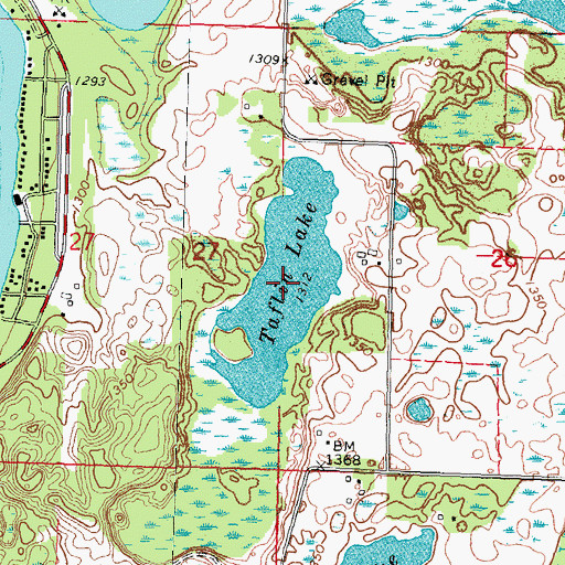 Topographic Map of Taflin Lake, MN