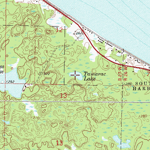 Topographic Map of Tamarac Lake, MN