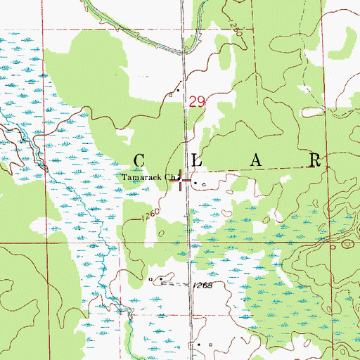 Topographic Map of Tamarack Church, MN