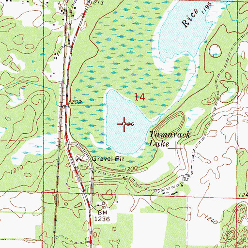 Topographic Map of Tamarack Lake, MN